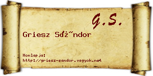 Griesz Sándor névjegykártya
